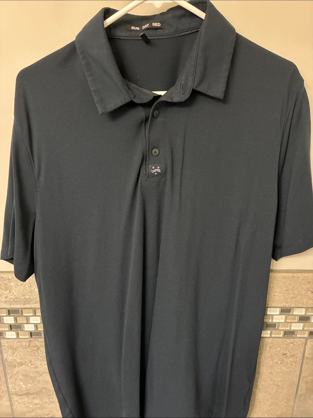 Sun Day Red Men's Dark Navy Polo Shirt with Classic Collar